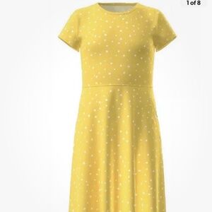 Wonder Nation Yellow Dotted Short Sleeve Pocket Dress Size Medium (7-8) NEW
